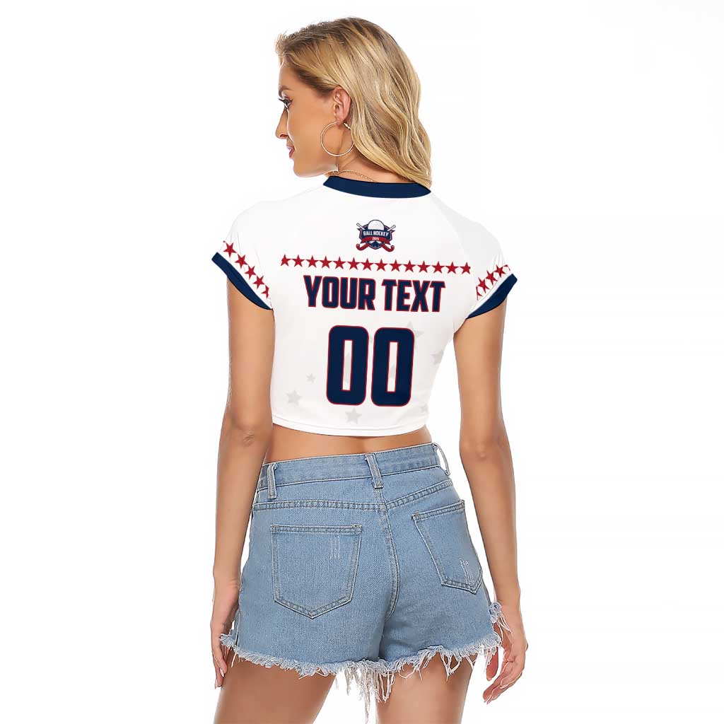 Custom Ball Hockey 2026 USA Raglan Cropped T Shirt US Team Go Champions