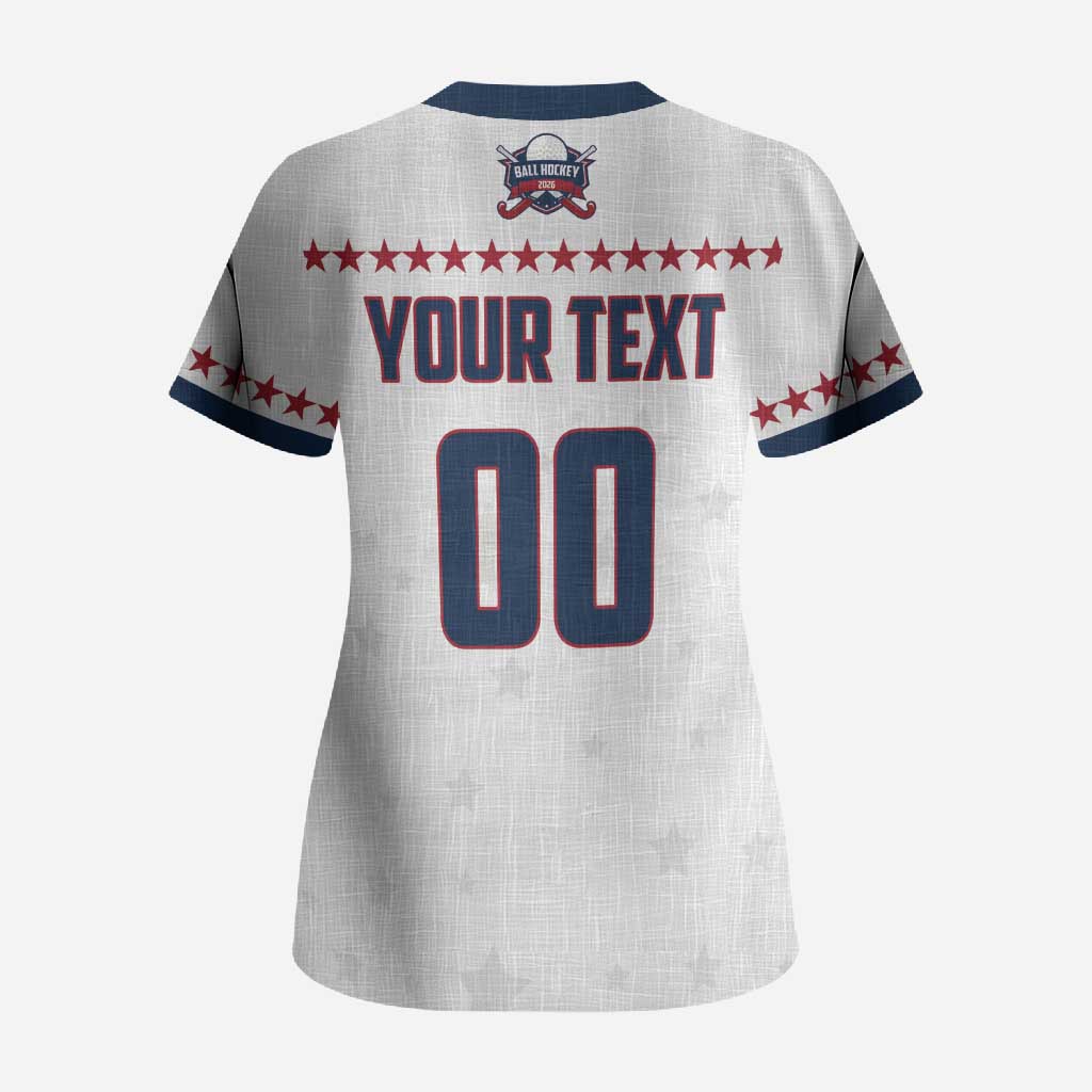 Custom Ball Hockey 2026 USA Scrub Top US Team Go Champions