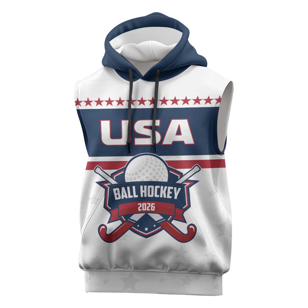 Custom Ball Hockey 2026 USA Sleeveless Hoodie US Team Go Champions