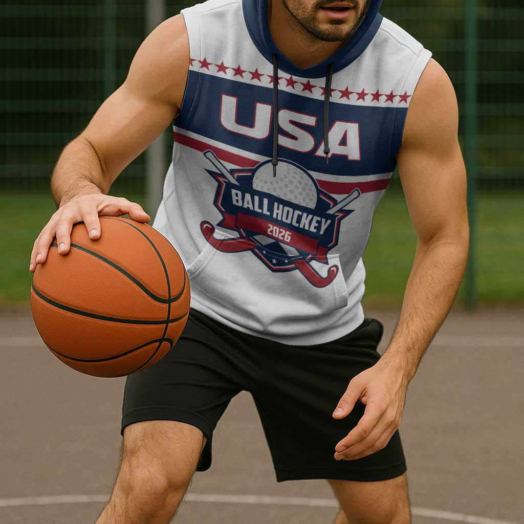 Custom Ball Hockey 2026 USA Sleeveless Hoodie US Team Go Champions