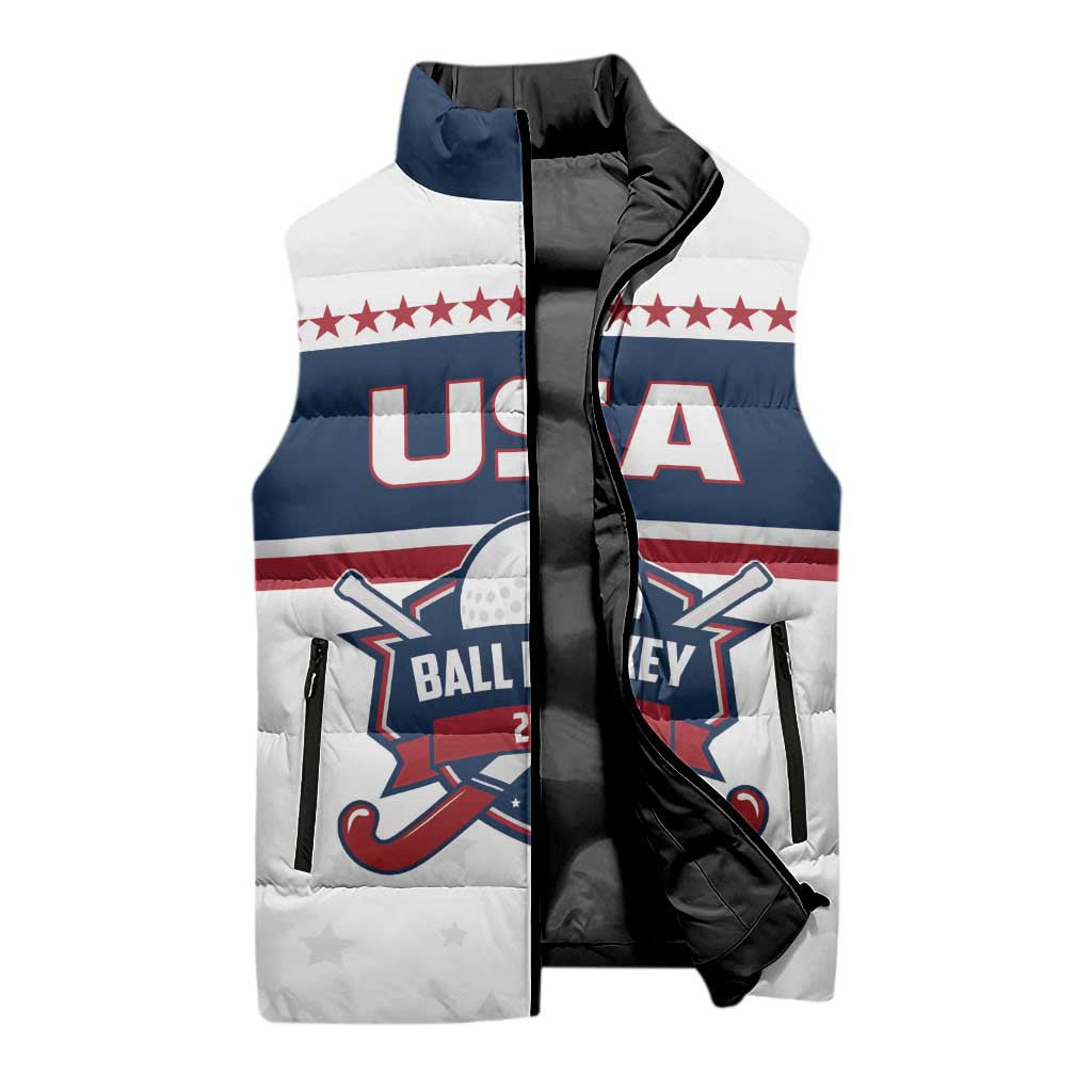 Custom Ball Hockey 2026 USA Sleeveless Puffer Jacket US Team Go Champions