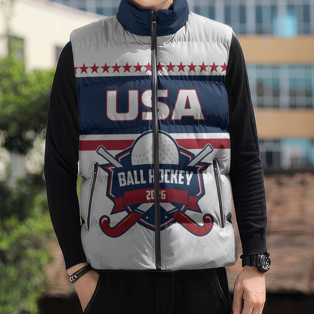 Custom Ball Hockey 2026 USA Sleeveless Puffer Jacket US Team Go Champions