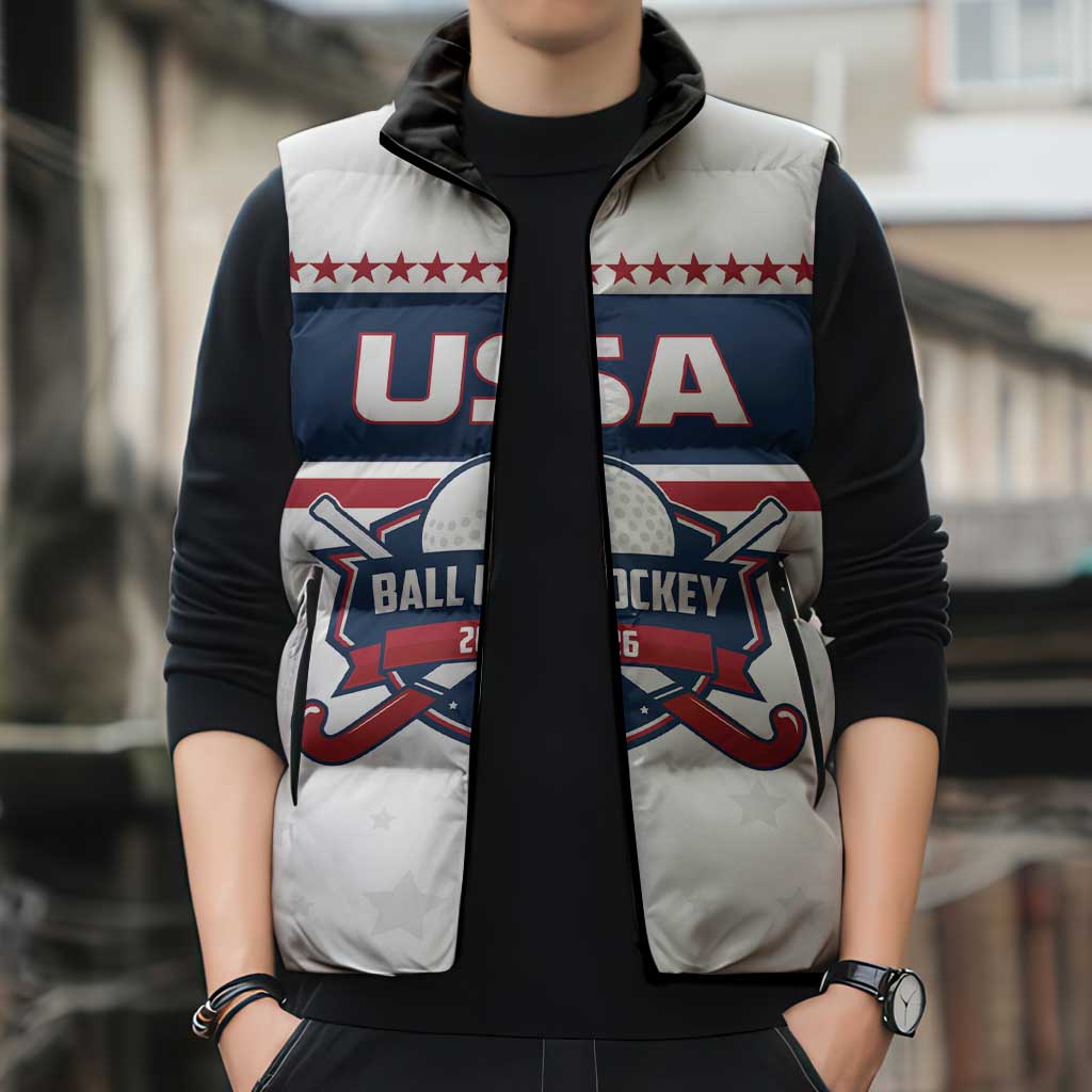 Custom Ball Hockey 2026 USA Sleeveless Puffer Jacket US Team Go Champions