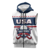 Custom Ball Hockey 2026 USA Sleeveless Zip Hoodie US Team Go Champions