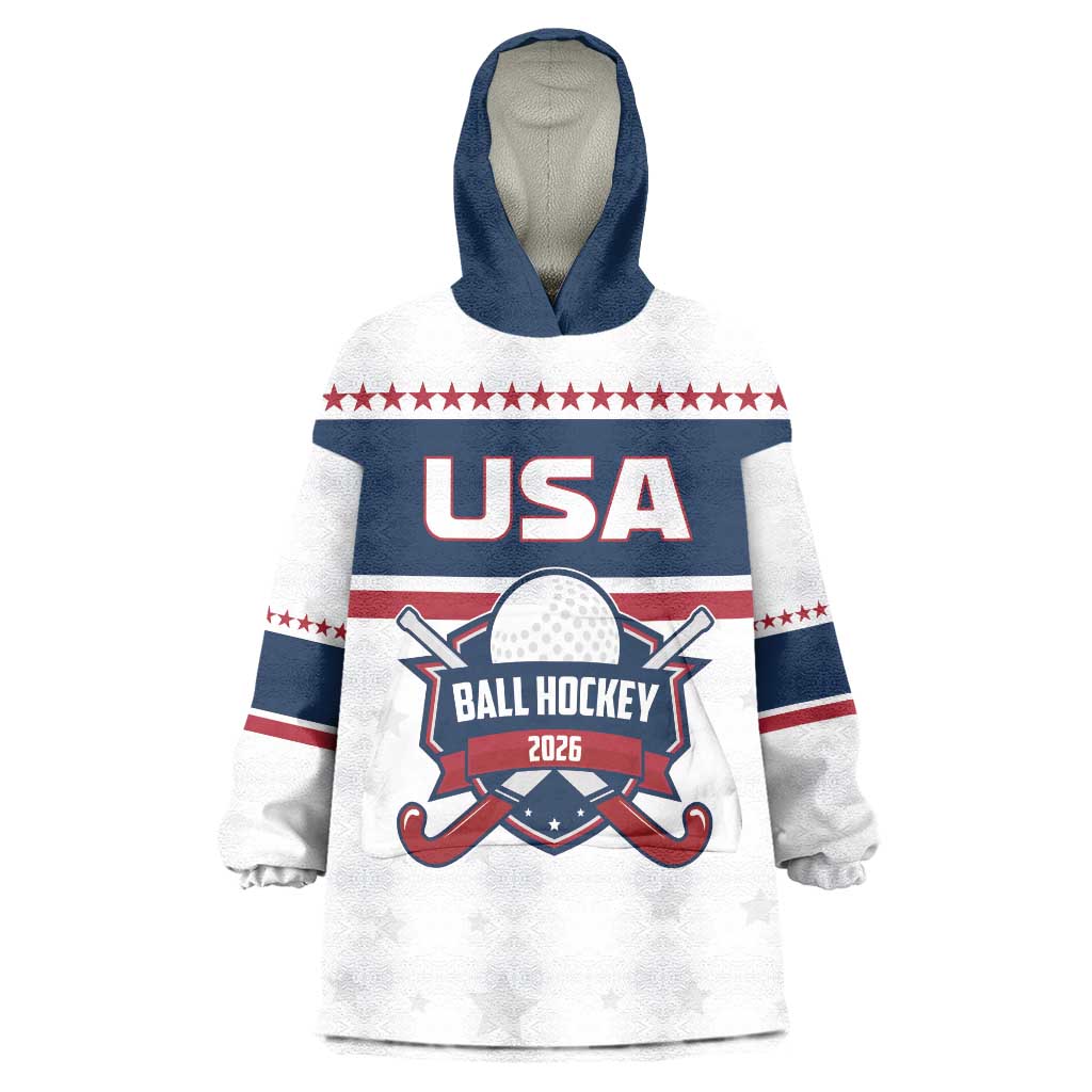 Custom Ball Hockey 2026 USA Wearable Blanket Hoodie US Team Go Champions