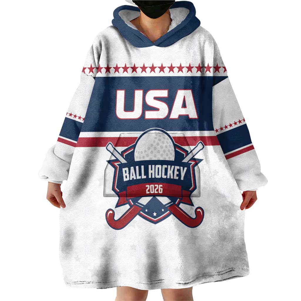 Custom Ball Hockey 2026 USA Wearable Blanket Hoodie US Team Go Champions