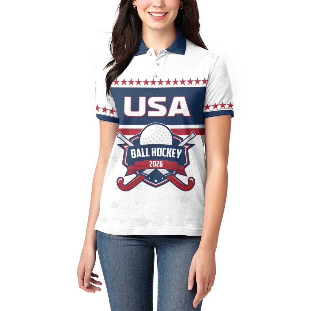 Custom Ball Hockey 2026 USA Women Polo Shirt US Team Go Champions