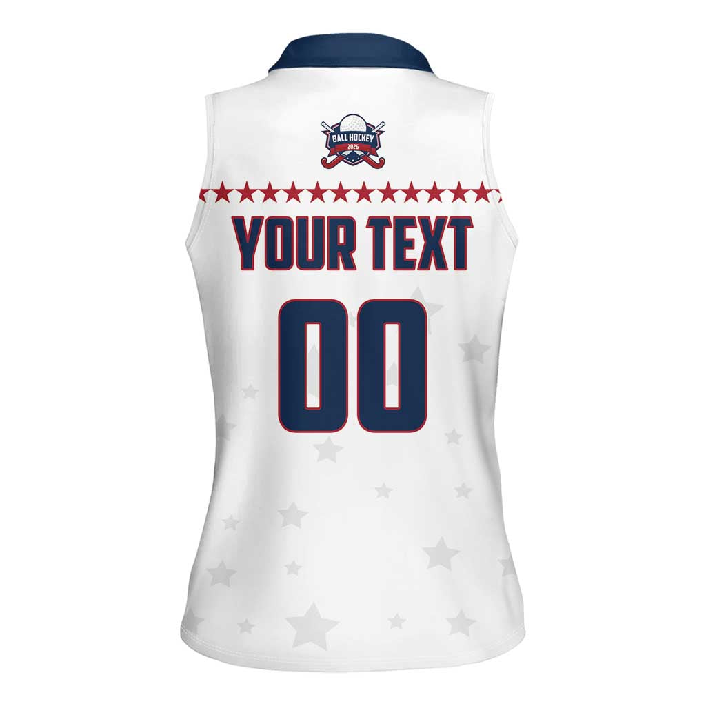 Custom Ball Hockey 2026 USA Women Sleeveless Polo Shirt US Team Go Champions
