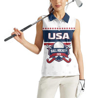 Custom Ball Hockey 2026 USA Women Sleeveless Polo Shirt US Team Go Champions
