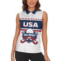 Custom Ball Hockey 2026 USA Women Sleeveless Polo Shirt US Team Go Champions