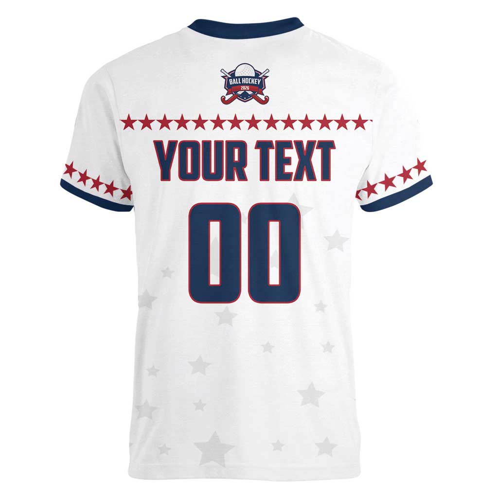 Custom Ball Hockey 2026 USA Women V-Neck T-Shirt US Team Go Champions