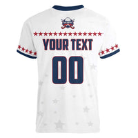 Custom Ball Hockey 2026 USA Women V-Neck T-Shirt US Team Go Champions