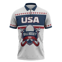 Custom Ball Hockey 2026 USA Zipper Polo Shirt US Team Go Champions