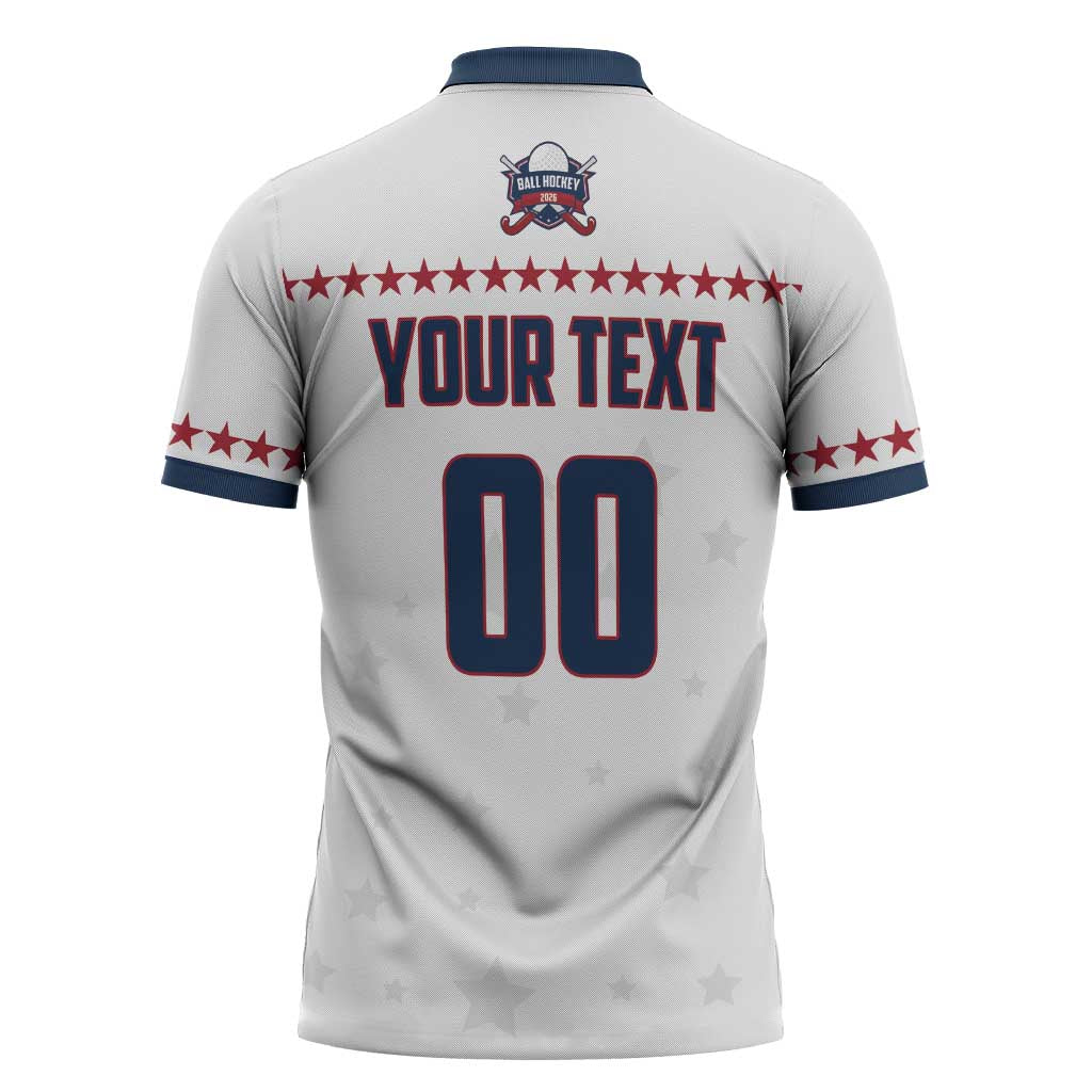 Custom Ball Hockey 2026 USA Zipper Polo Shirt US Team Go Champions