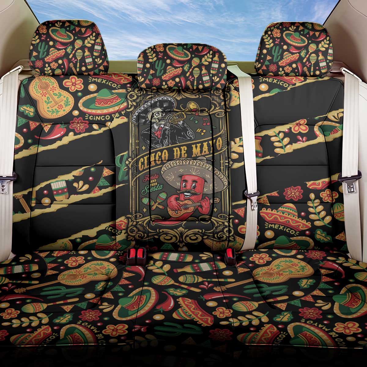 Mexico Cinco de Mayo Back Car Seat Cover Fiesta and then Siesta