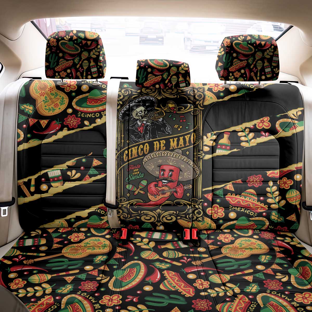Mexico Cinco de Mayo Back Car Seat Cover Fiesta and then Siesta