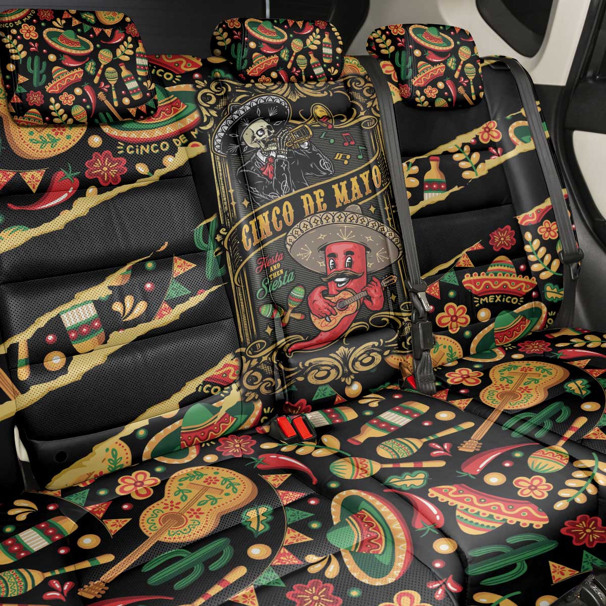 Mexico Cinco de Mayo Back Car Seat Cover Fiesta and then Siesta
