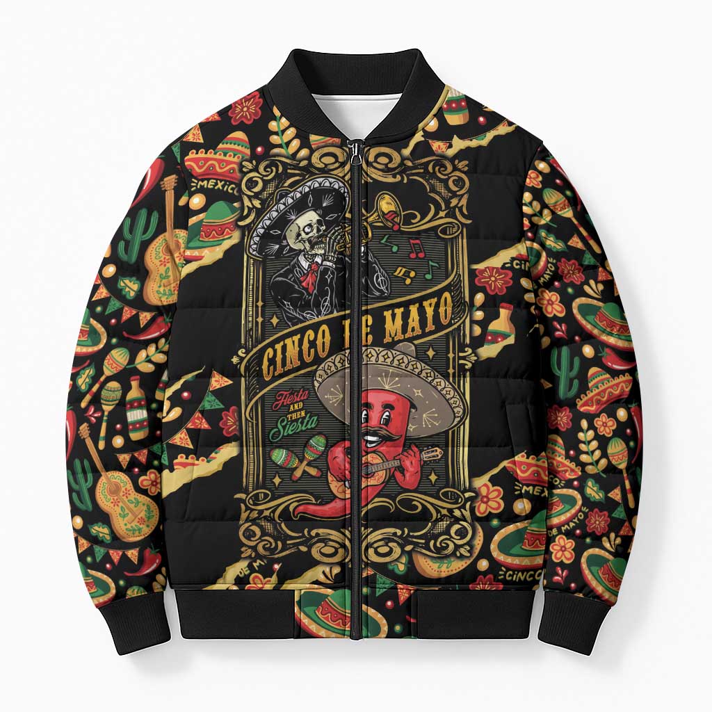 Mexico Cinco de Mayo Bomber Puffer Jacket Fiesta and then Siesta