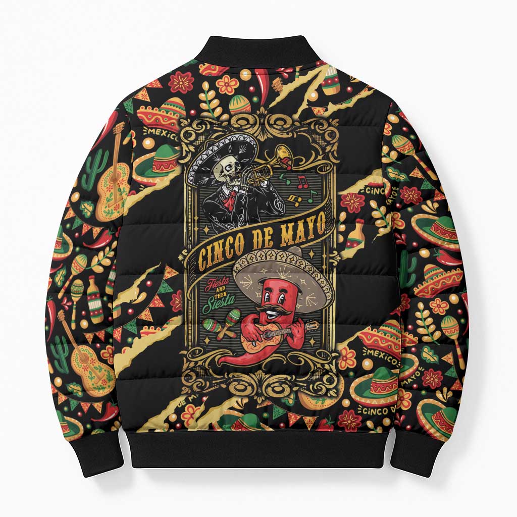 Mexico Cinco de Mayo Bomber Puffer Jacket Fiesta and then Siesta
