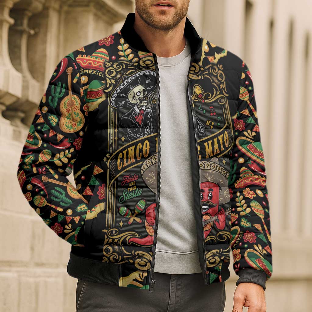 Mexico Cinco de Mayo Bomber Puffer Jacket Fiesta and then Siesta