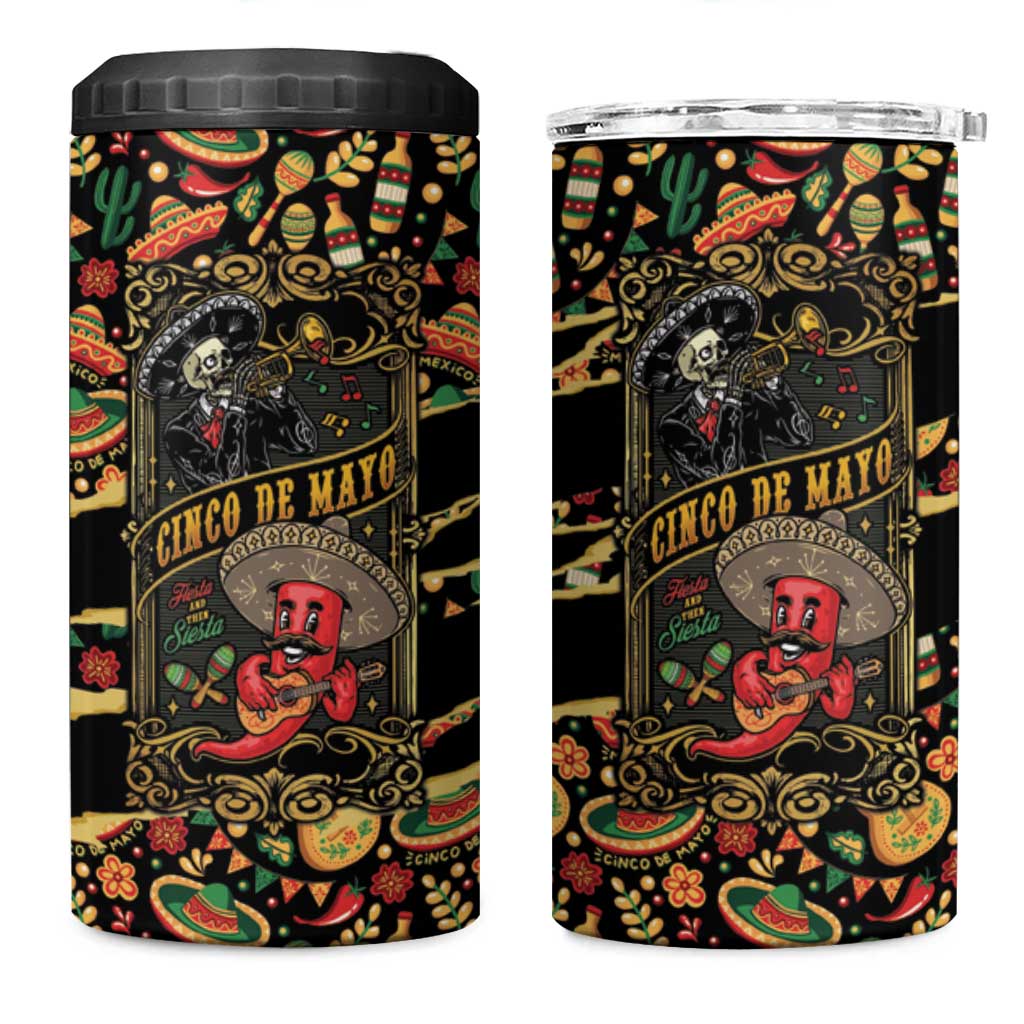 Mexico Cinco de Mayo 4 in 1 Can Cooler Tumbler Fiesta and then Siesta