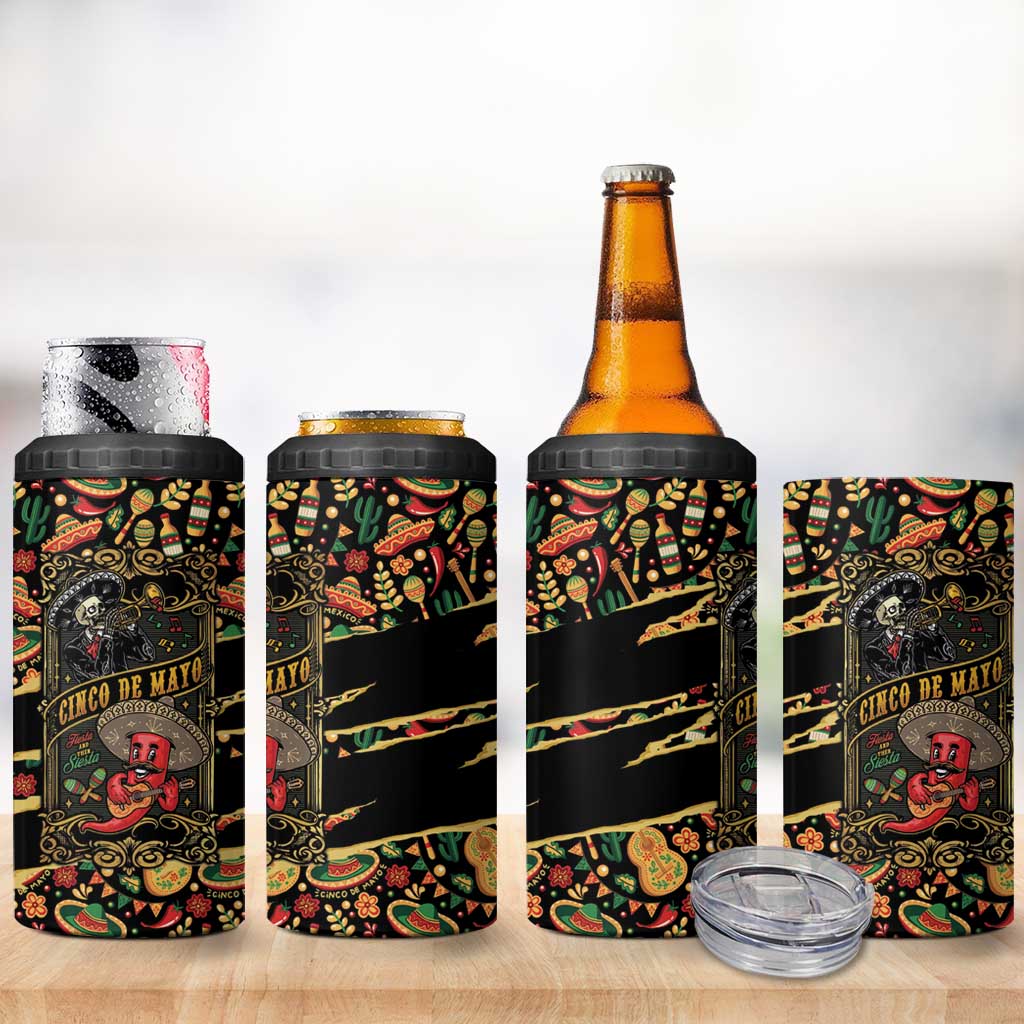 Mexico Cinco de Mayo 4 in 1 Can Cooler Tumbler Fiesta and then Siesta