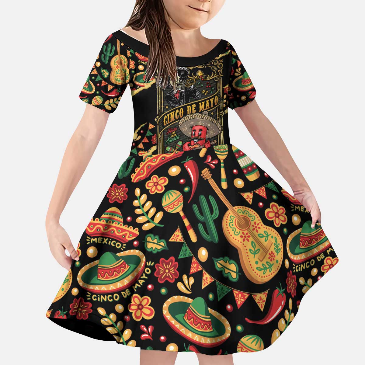 Mexico Cinco de Mayo Kid Short Sleeve Dress Fiesta and then Siesta