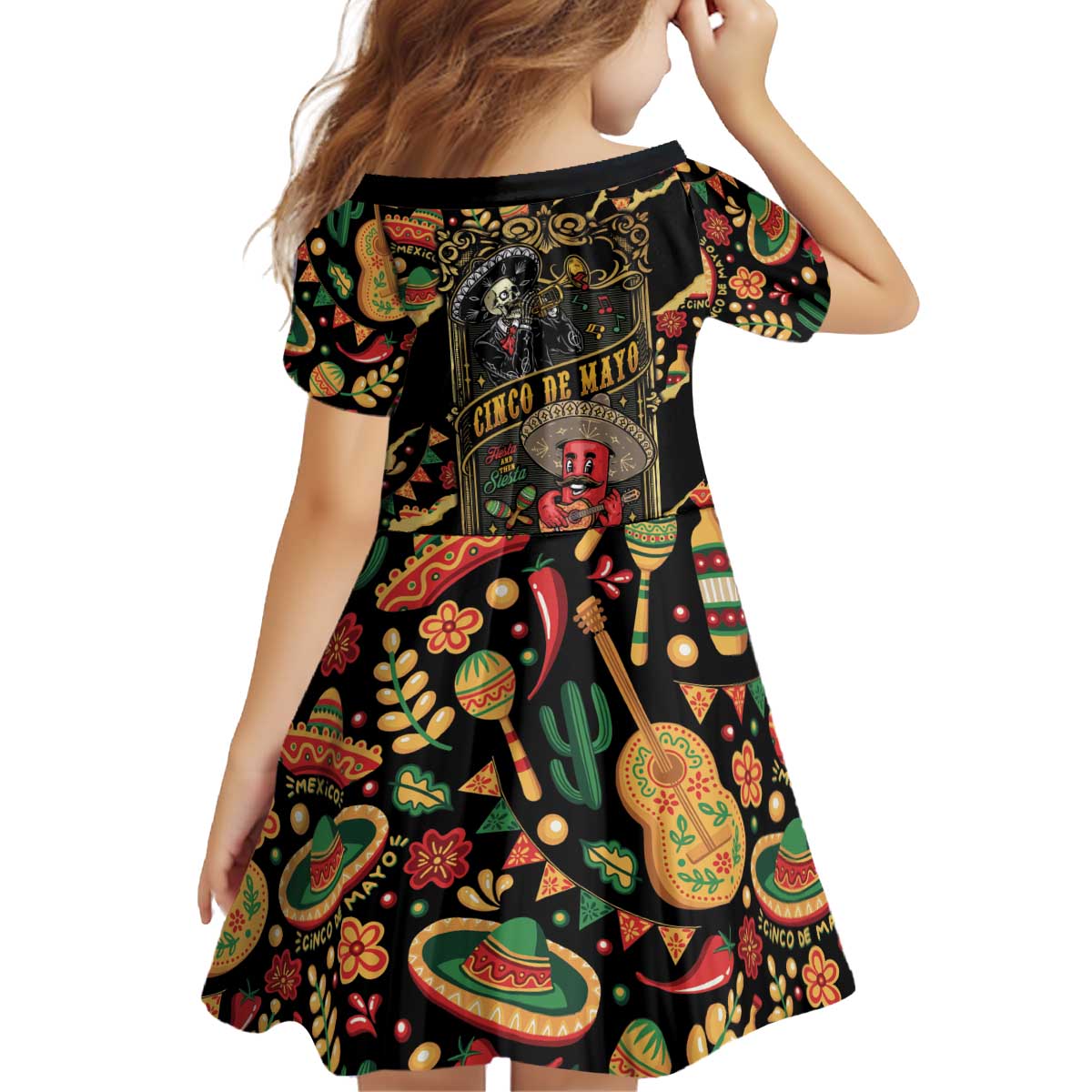 Mexico Cinco de Mayo Kid Short Sleeve Dress Fiesta and then Siesta