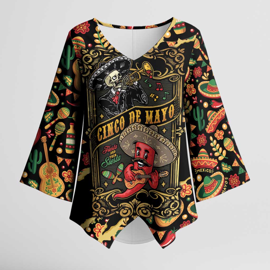 Mexico Cinco de Mayo Kimono Sleeve Blouse Fiesta and then Siesta