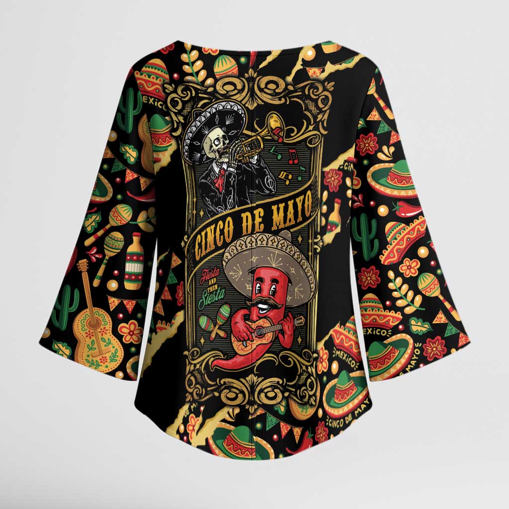 Mexico Cinco de Mayo Kimono Sleeve Blouse Fiesta and then Siesta