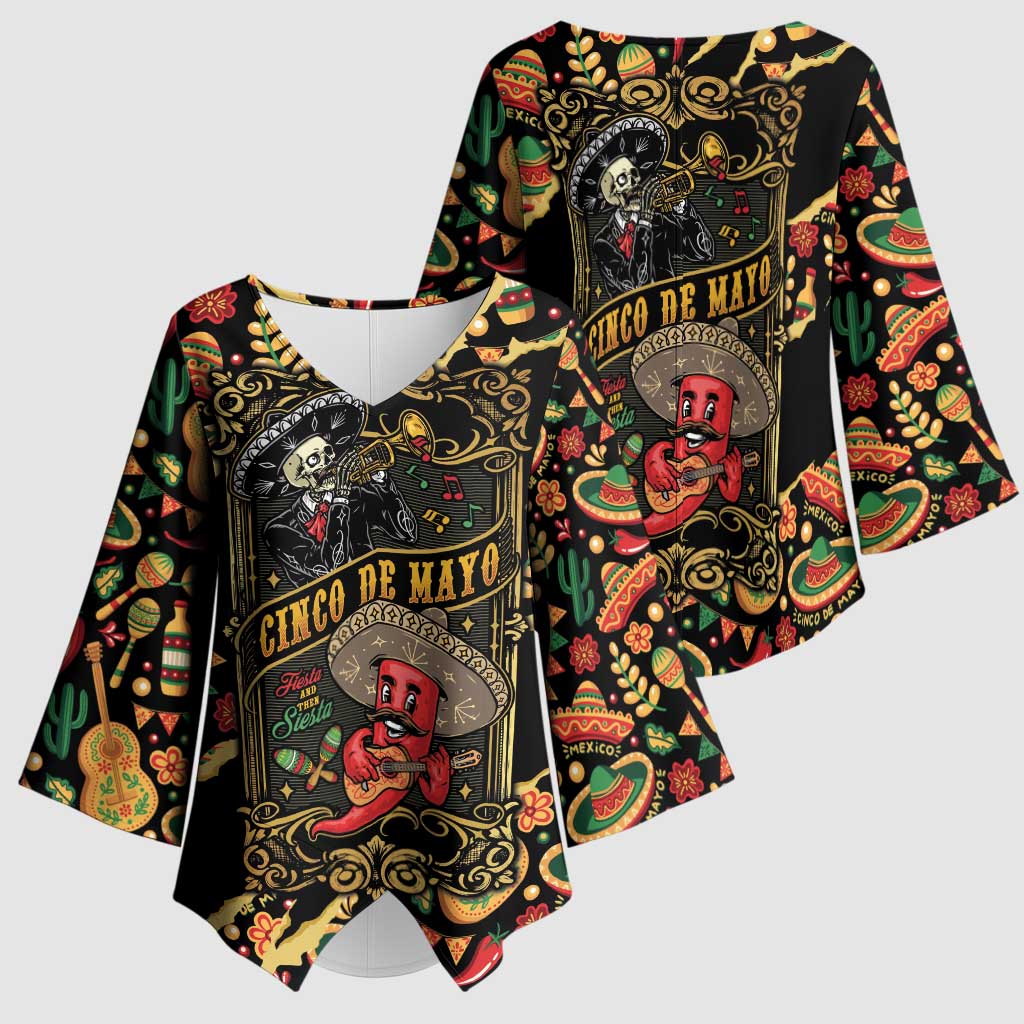 Mexico Cinco de Mayo Kimono Sleeve Blouse Fiesta and then Siesta