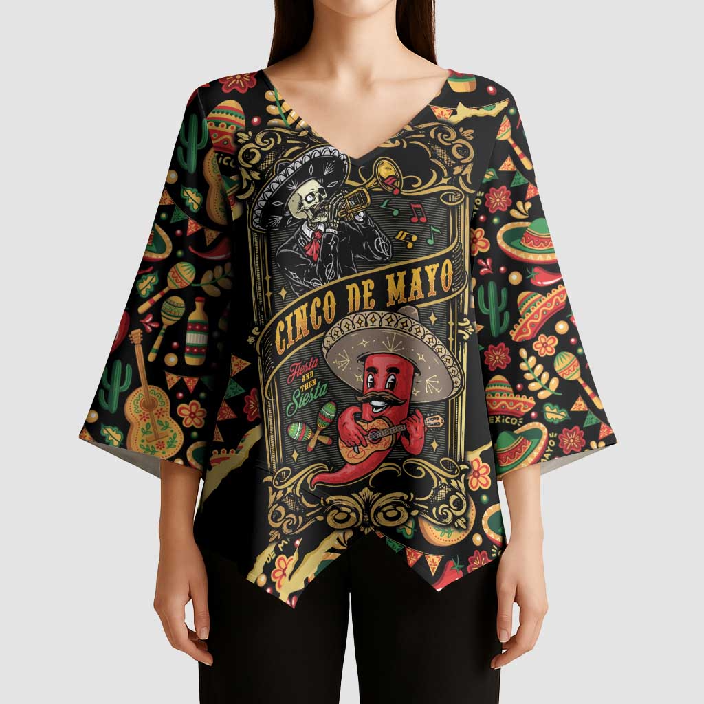 Mexico Cinco de Mayo Kimono Sleeve Blouse Fiesta and then Siesta