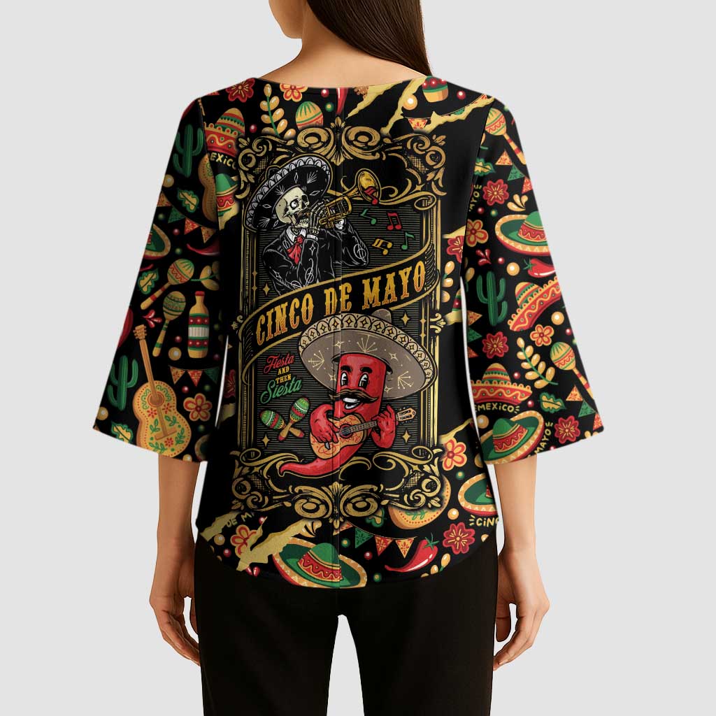 Mexico Cinco de Mayo Kimono Sleeve Blouse Fiesta and then Siesta