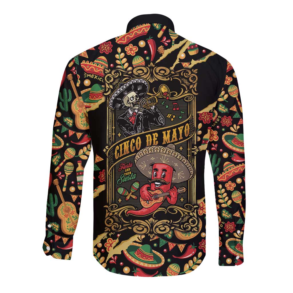 Mexico Cinco de Mayo Long Sleeve Button Shirt Fiesta and then Siesta