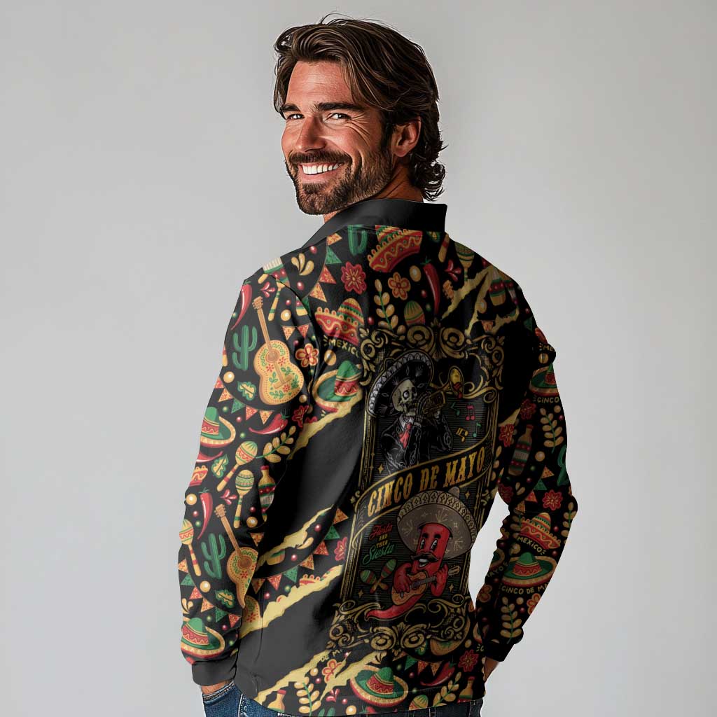 Mexico Cinco de Mayo Long Sleeve Polo Shirt Fiesta and then Siesta