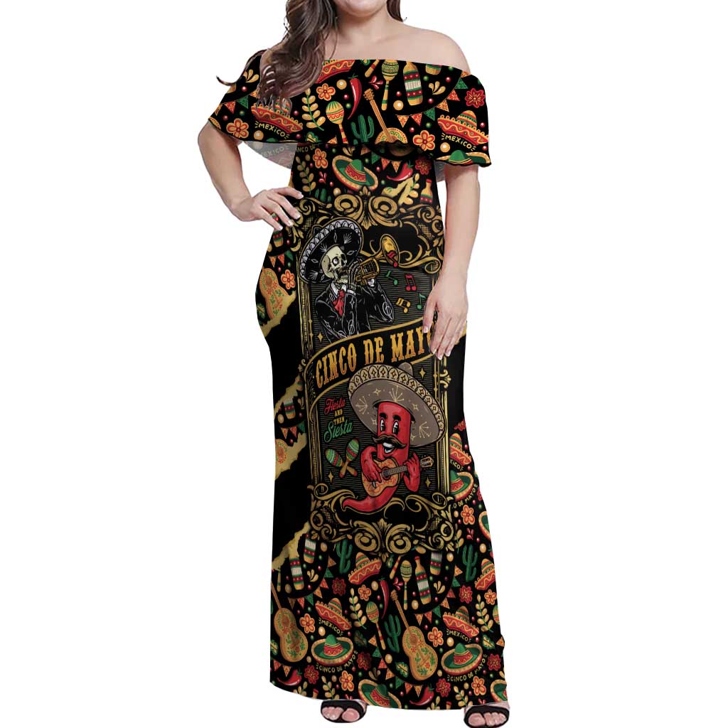 Mexico Cinco de Mayo Off Shoulder Maxi Dress Fiesta and then Siesta
