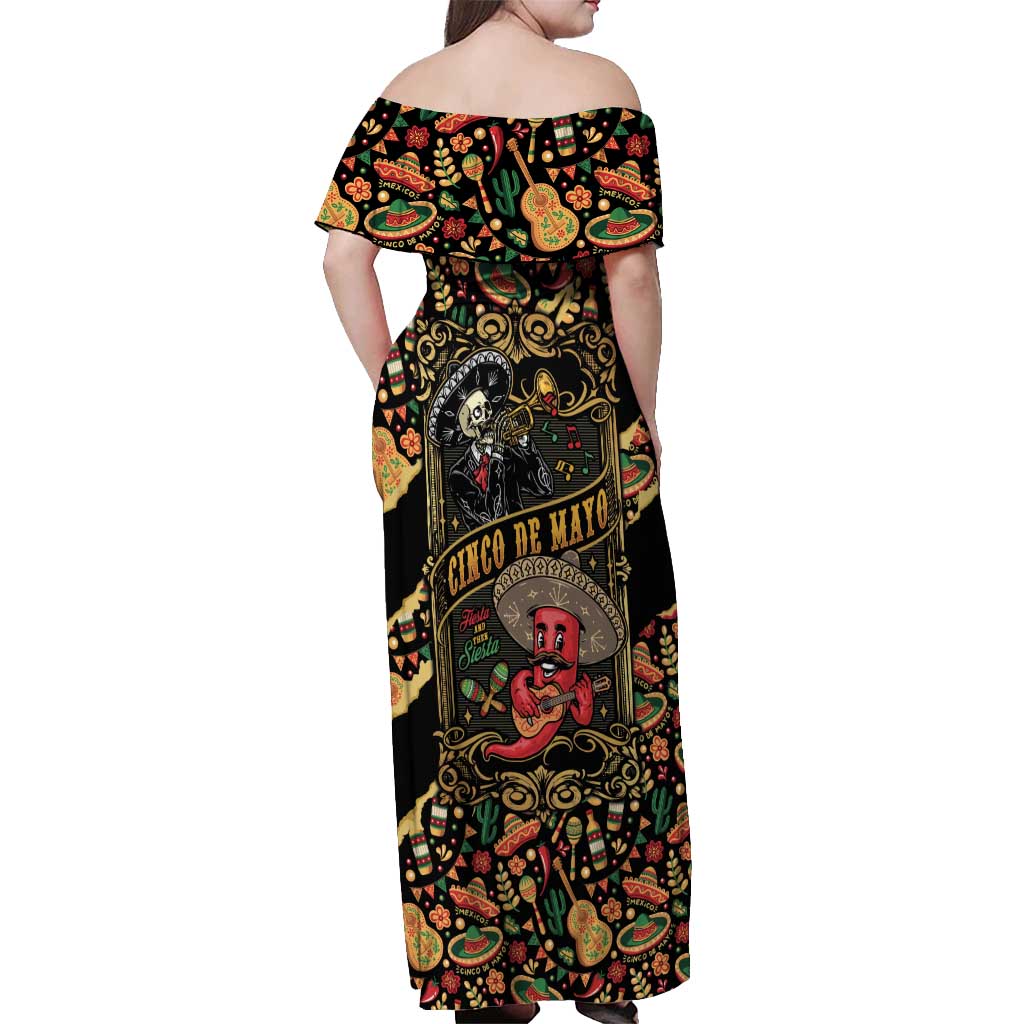 Mexico Cinco de Mayo Off Shoulder Maxi Dress Fiesta and then Siesta