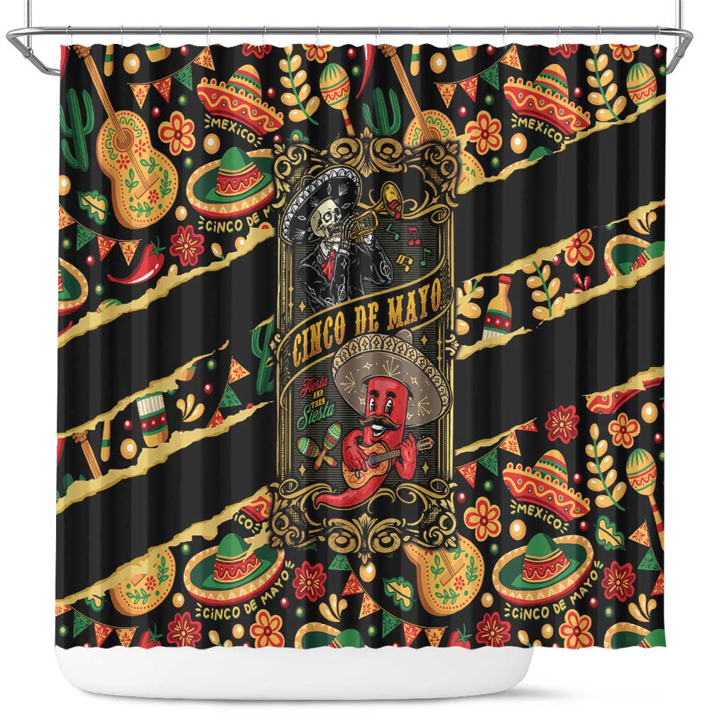 Mexico Cinco de Mayo Shower Curtain Fiesta and then Siesta