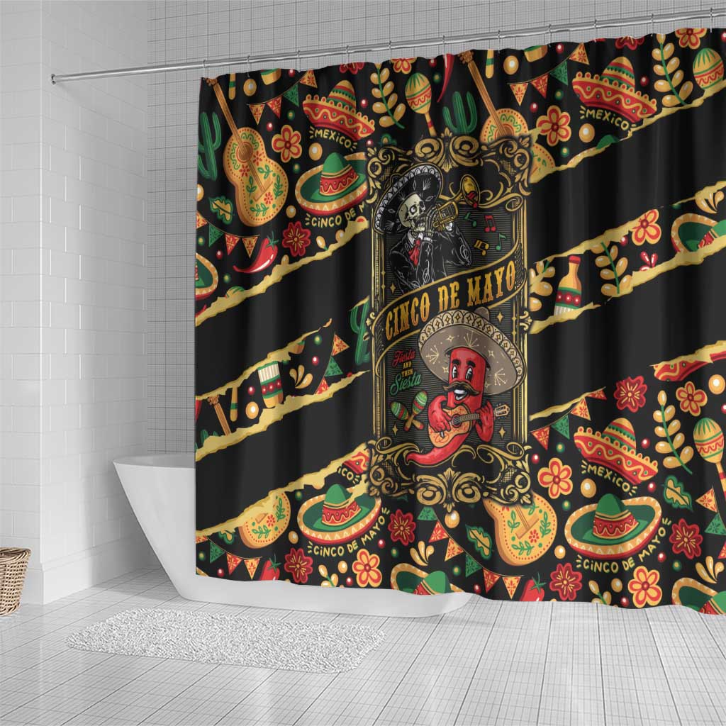 Mexico Cinco de Mayo Shower Curtain Fiesta and then Siesta