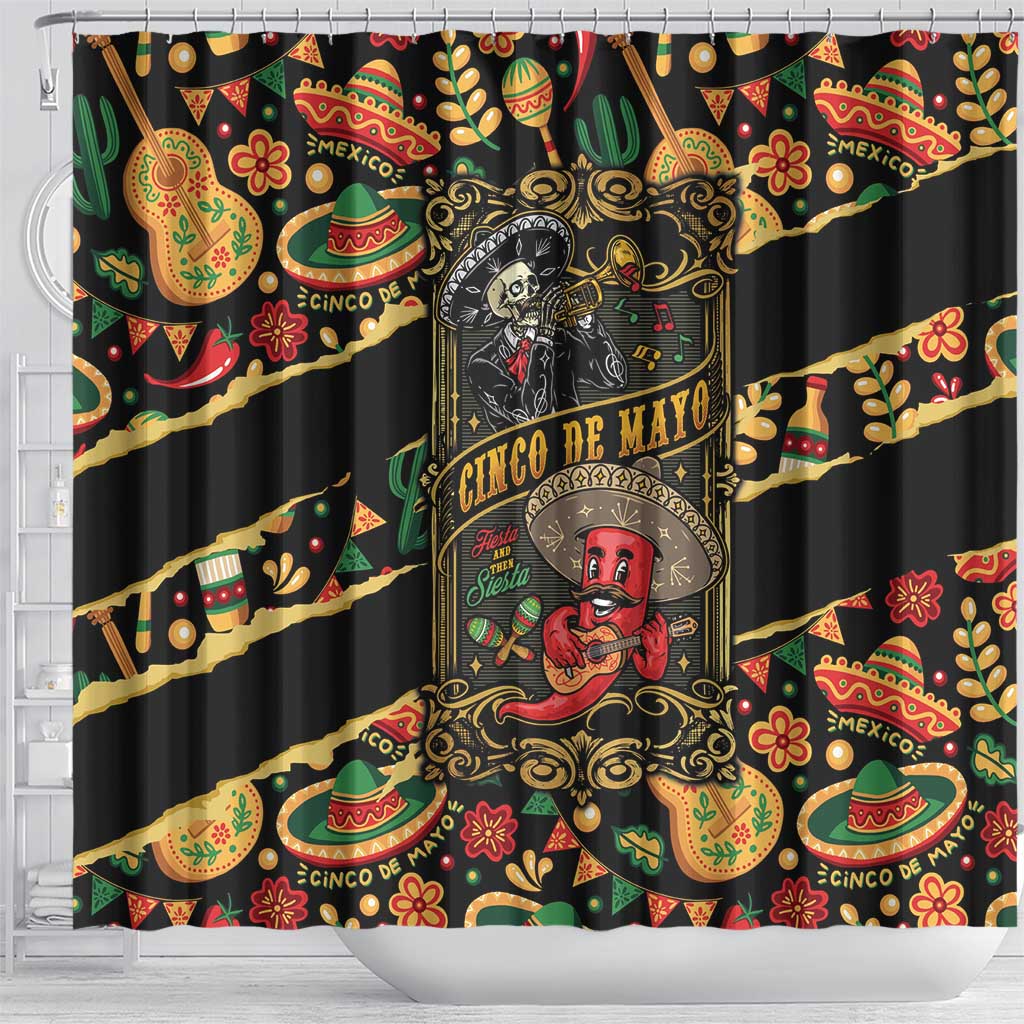 Mexico Cinco de Mayo Shower Curtain Fiesta and then Siesta