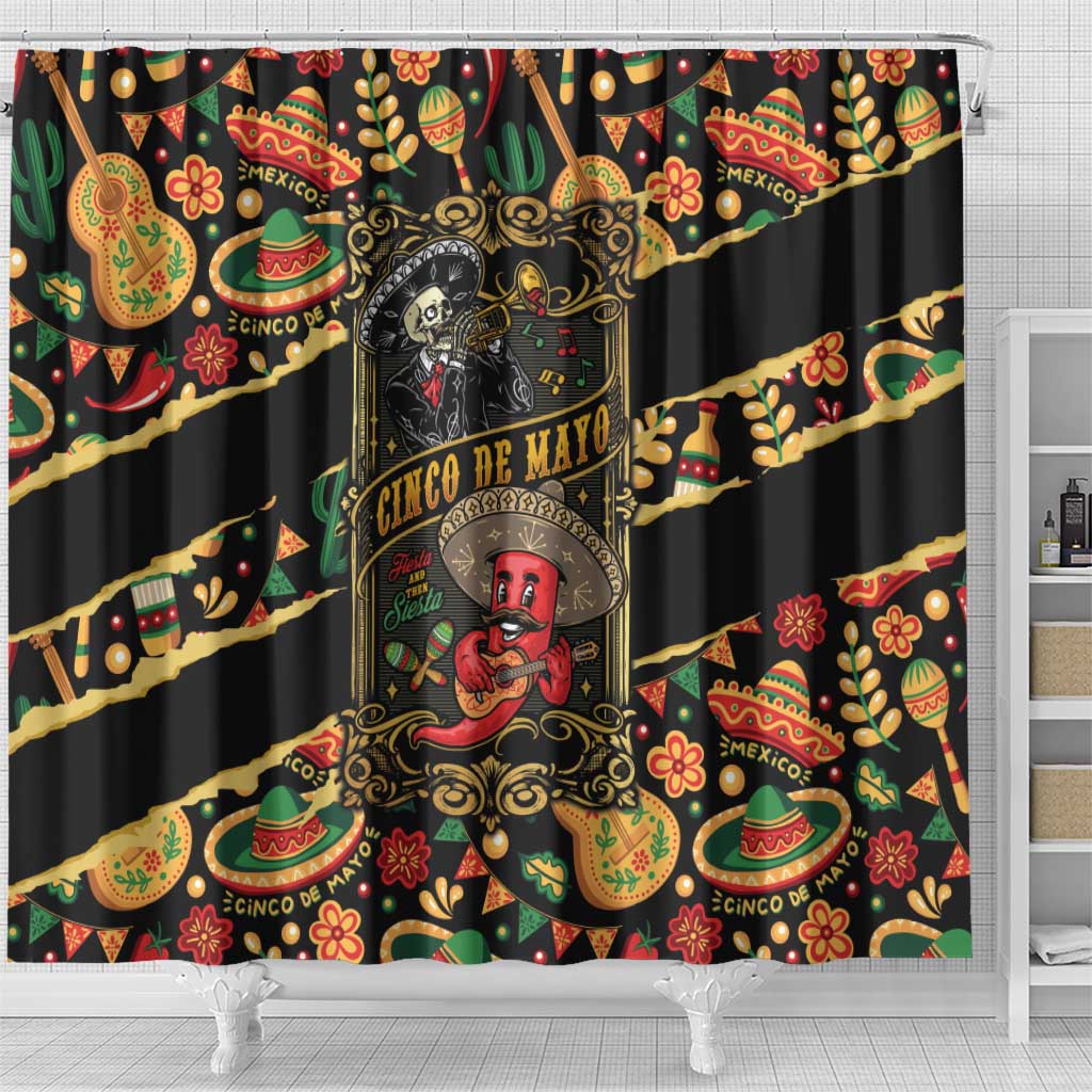 Mexico Cinco de Mayo Shower Curtain Fiesta and then Siesta