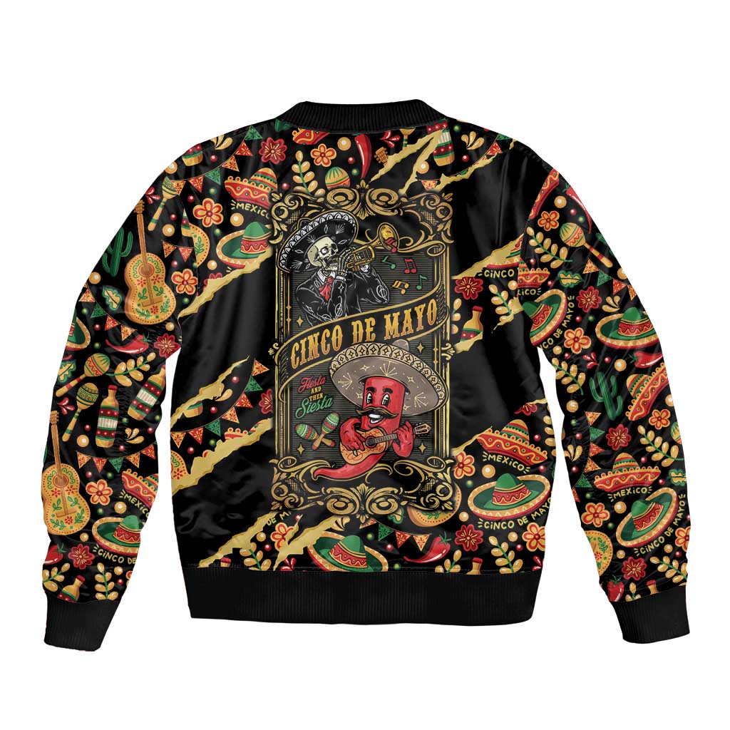 Mexico Cinco de Mayo Sleeve Zip Bomber Jacket Fiesta and then Siesta