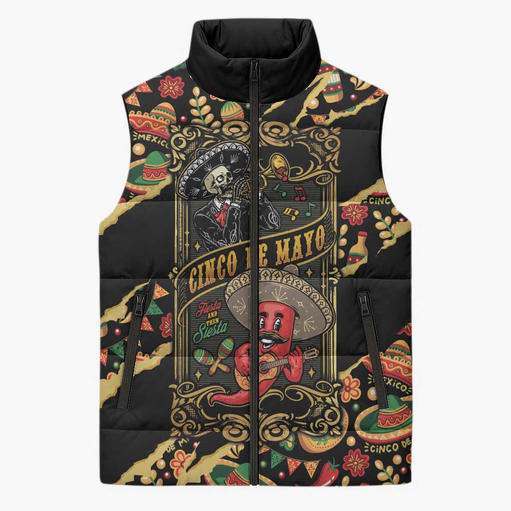 Mexico Cinco de Mayo Sleeveless Puffer Jacket Fiesta and then Siesta