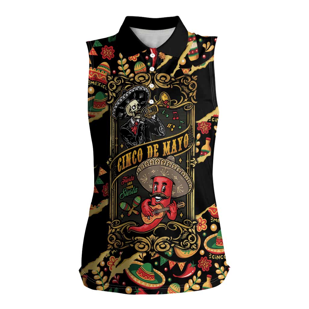 Mexico Cinco de Mayo Women Sleeveless Polo Shirt Fiesta and then Siesta