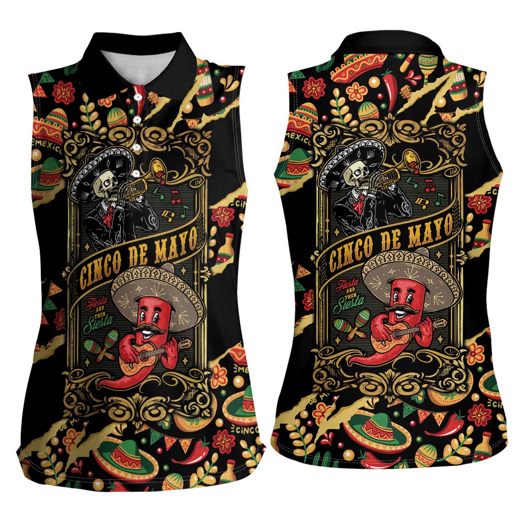 Mexico Cinco de Mayo Women Sleeveless Polo Shirt Fiesta and then Siesta