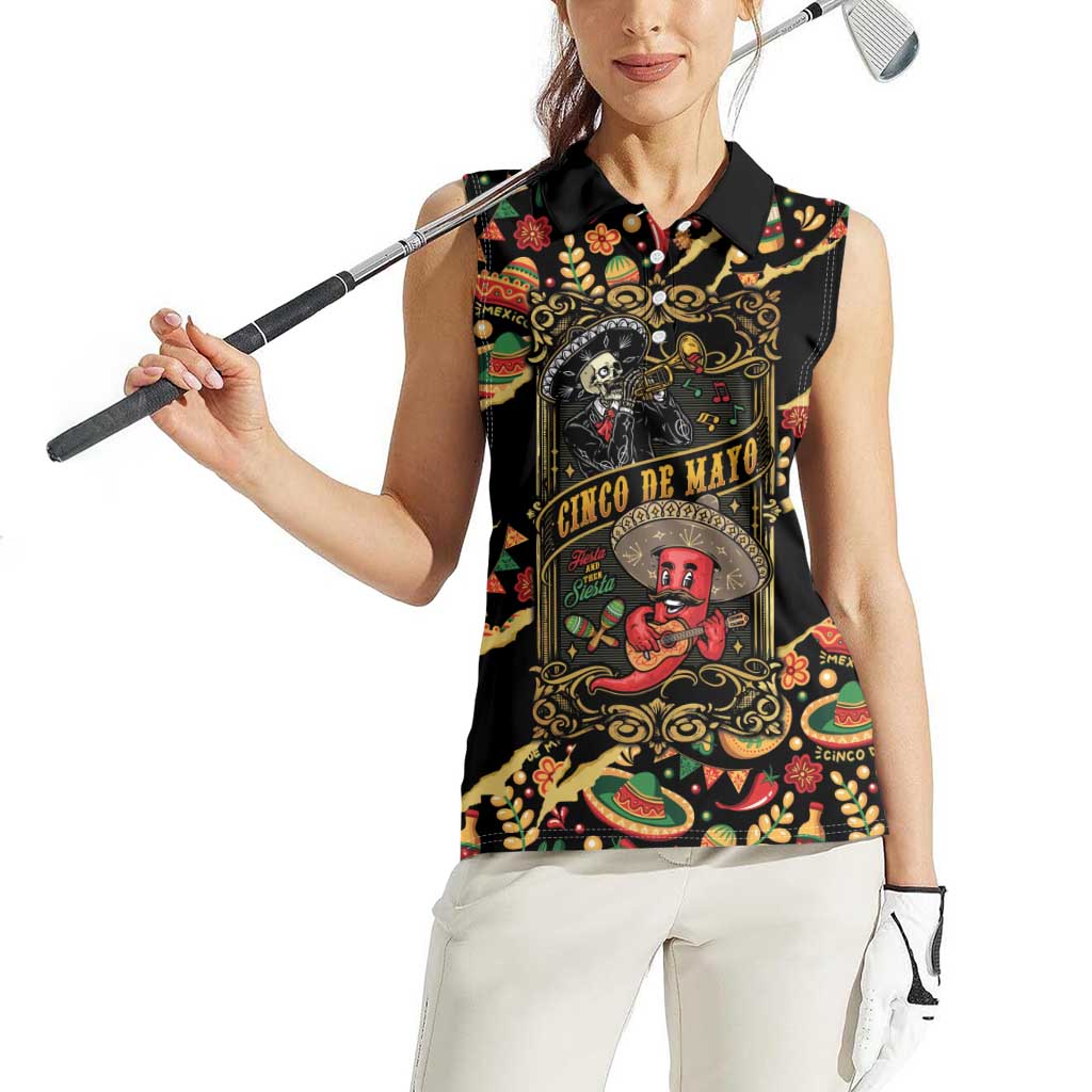 Mexico Cinco de Mayo Women Sleeveless Polo Shirt Fiesta and then Siesta
