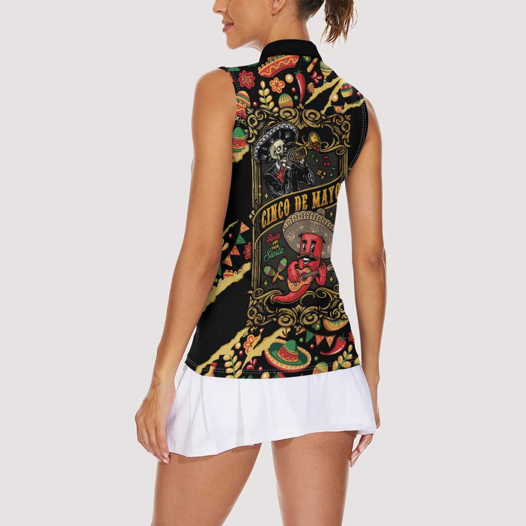 Mexico Cinco de Mayo Women Sleeveless Polo Shirt Fiesta and then Siesta