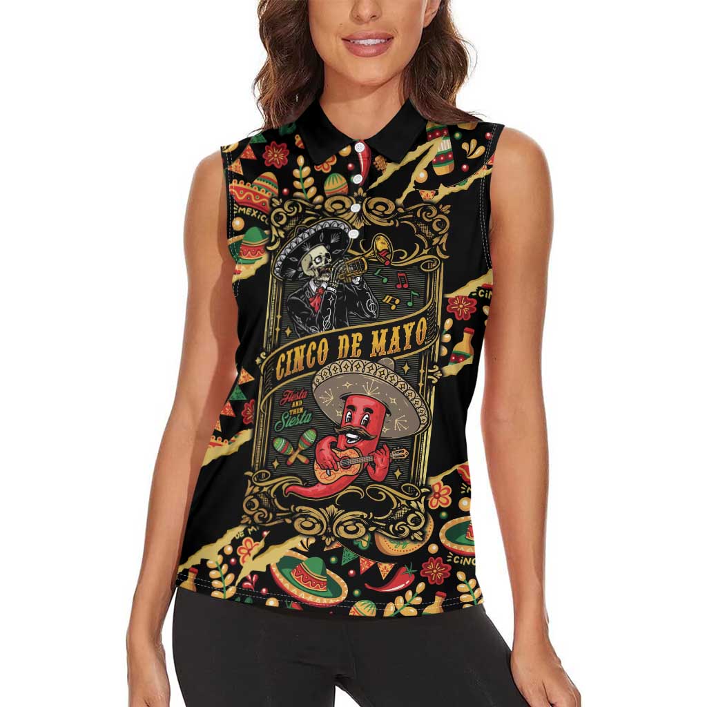 Mexico Cinco de Mayo Women Sleeveless Polo Shirt Fiesta and then Siesta