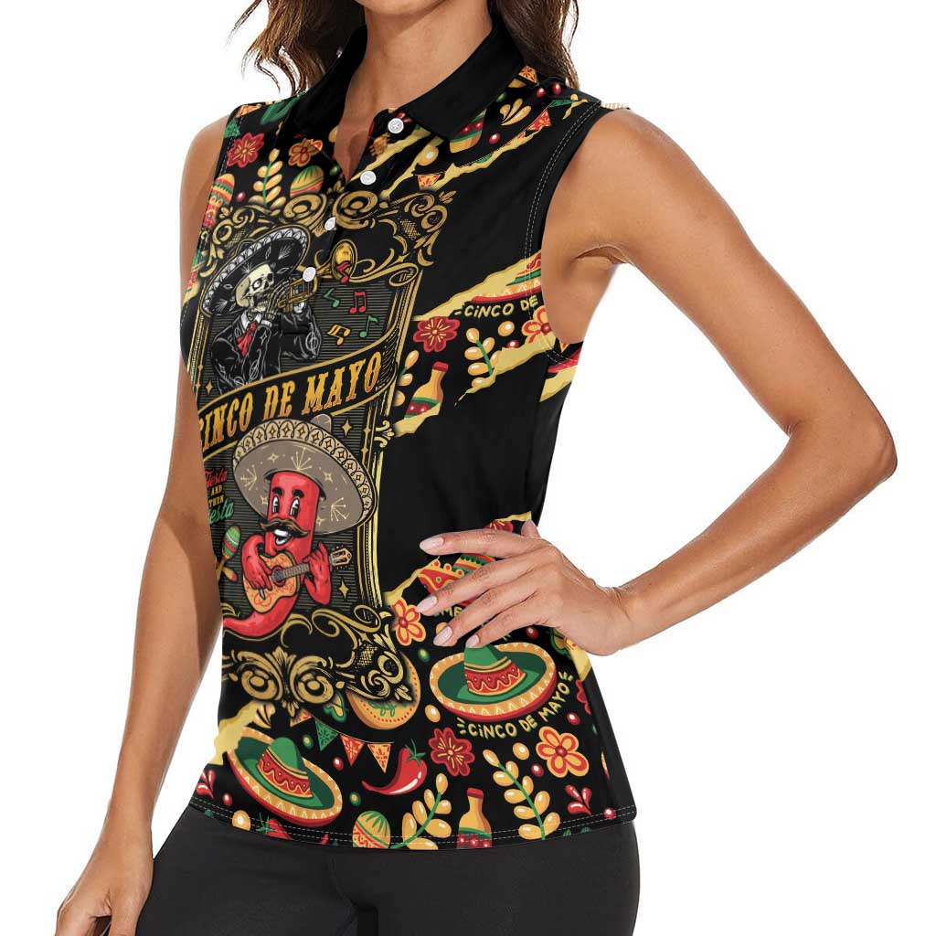 Mexico Cinco de Mayo Women Sleeveless Polo Shirt Fiesta and then Siesta