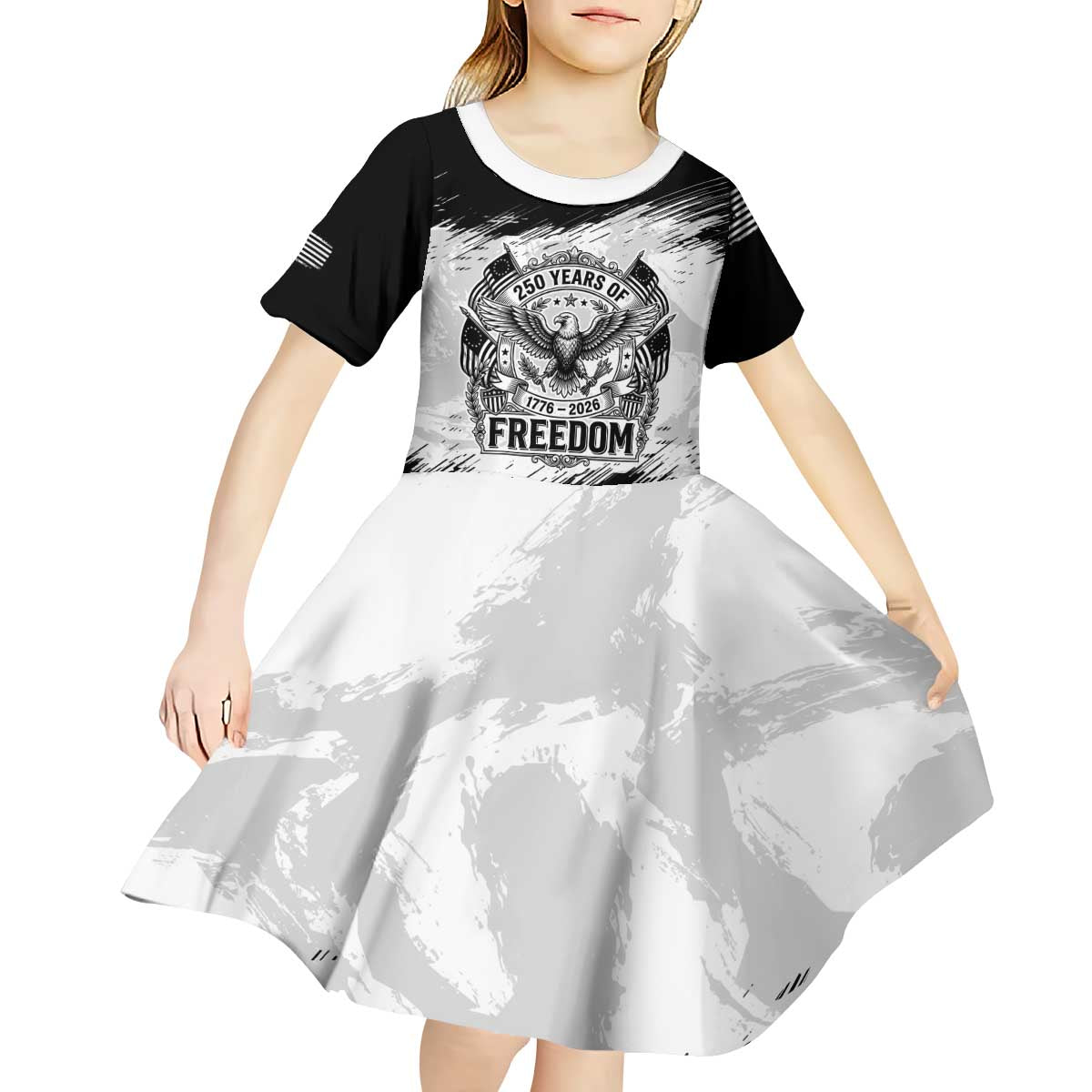 American 1776-2026 Kid Short Sleeve Dress USA 250th Anniversary